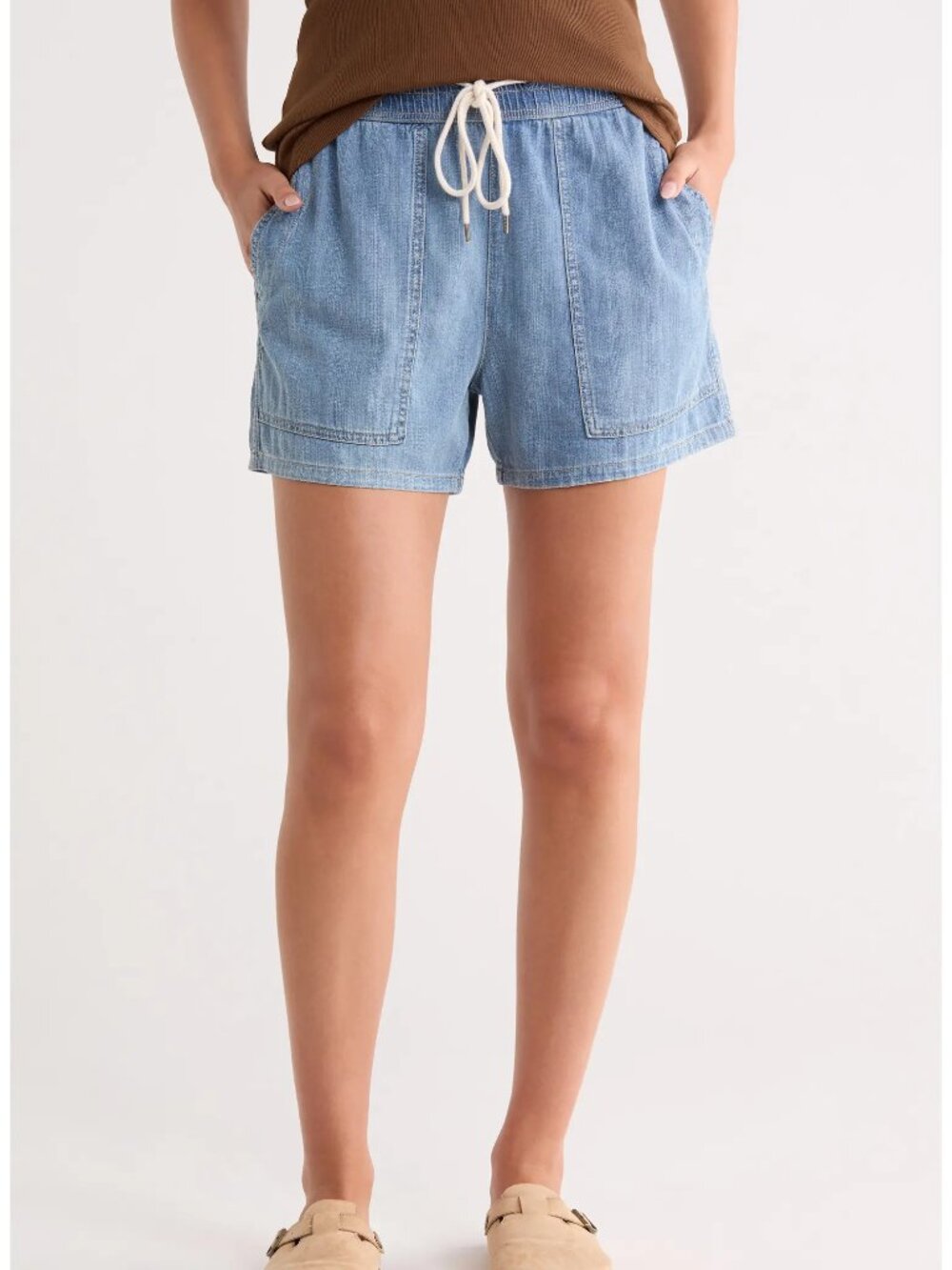 James Perse Drawstring Denim Lightwash Shorts Size 2 (M) NWT Beach
